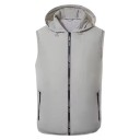 Chaleco deportivo con capucha para hombre, ligero, impermeable, con cremallera y bolsillos, sin mangas para correr al aire libre. 5