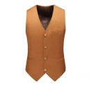 Chaleco elegante para hombres con botones, bolsillos y bolsillo en el pecho Chaleco de vestir de un solo color Varios colores Estilo formal Poliéster 26