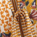 Chaleco femenino amarillo-naranja con patrones y escote en V Chaleco ligero con cordón de ajuste Chaleco de poliéster elegante para atuendos 6