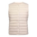 Chaleco ligero de plumas para mujer de otoño con cierre de presión a lo largo de toda la longitud con acolchado horizontal y escote redondo sin cuello 8