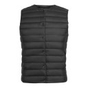 Chaleco ligero de plumas para mujer de otoño con cierre de presión a lo largo de toda la longitud con acolchado horizontal y escote redondo sin cuello 9