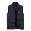 Chaleco para hombre con bolsillos con cremallera y cierre de cremallera de poliéster para senderismo, trabajo al aire libre 2