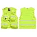 Chaleco para hombre con tiras reflectantes y bolsillos con cremallera de poliéster para trabajo, pesca, senderismo y actividades 8