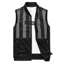 Chaleco semitransparente para hombre con bolsillos con cremallera de poliéster negro para deporte, actividades de ocio y uso diario en climas más cálidos 1