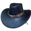 Chapeau de cowboy 56–58 cm avec large bord et bande décorative en cuir synthétique Accessoire western stylé avec cordon sous le menton 1