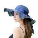 Chapeau de plage en paille d'été pour femmes 54–58 cm Large bord Protection UV Circonférence réglable Accessoire de mode pour les vacances 9