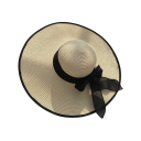 Chapeau de plage en paille pour femmes 56–60 cm avec large bord et nœud Protection estivale contre le soleil Chapeau de soleil élégant 3