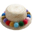 Chapeau en paille pour enfants avec pompons 2