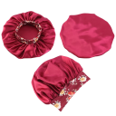 Chapéu de dormir feminino com estampado floral e aba larga em cetim tamanho universal 2