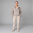 Chaqueta corta de mujer con patrón y cremallera con cuello y tiras decorativas con hebillas en las mangas corte holgado talla universal 7