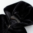 Chaqueta corta de mujer de piel sintética con capucha Cierre con zipper Mangas amplias y abullonadas Puños ajustados Dobladillo elástico 5