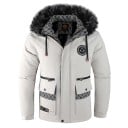 Chaqueta de algodón para hombre de otoño e invierno con capucha y forro de piel, resistente al viento, acolchada, con bolsillos en varios 3