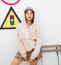 Chaqueta de anorak de primavera para mujer en estilo japonés con capucha Cierre de cremallera en el pecho Bolsillo tipo canguro Puños 19