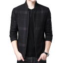 Chaqueta de cuadros con cremallera para hombre Elegante chaqueta con estampado de cuadros Chaqueta ligera de primavera para la ciudad Chaqueta de hombre de moda para pantalones y vaqueros 1