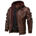 Chaqueta de cuero con cremallera Chaqueta de otoño con capucha Chaqueta elegante con forro y bolsillos Chaqueta de moda para la ciudad 4