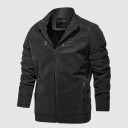 Chaqueta de cuero de invierno para hombre con cuello. 6