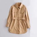 Chaqueta de cuero de mujer con cinturón 3