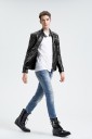 Chaqueta de cuero para hombre con calavera - Negra 5
