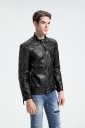 Chaqueta de cuero para hombre con calavera - Negra 8
