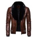 Chaqueta de cuero para hombre con pelo sintético 5