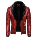 Chaqueta de cuero para hombre con pelo sintético 4