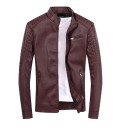 Chaqueta de cuero para hombre con ribete de piel J2067 11