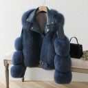 Chaqueta de cuero para mujer con ribete de piel 7