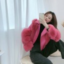 Chaqueta de cuero para mujer con ribete de piel 10