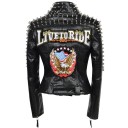 Chaqueta de cuero para mujer P1933 3