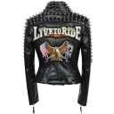 Chaqueta de cuero para mujer P1933 5