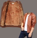 Chaqueta de cuero para niño con ribete de pelo J1315 9