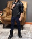 Chaqueta de cuero para niño con ribete de pelo J1315 4