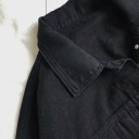 Chaqueta de denim para mujer de corte más holgado Hombros caídos Dos bolsillos en el pecho con solapa Bolsillos laterales Cierre de botones 5