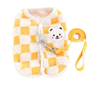 Chaqueta de felpa a cuadros con botones y hebilla para gatos de 2 a 3 kg Abrigo de invierno cálido Corte cómodo Ropa bonita para gatos Material cálido 3