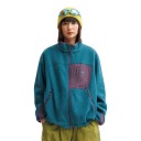 Chaqueta de forro polar caliente con cuello alto y cremallera, bolsillo en el pecho y bolsillos laterales con cremallera, patrón 2
