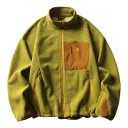 Chaqueta de forro polar caliente con cuello alto y cremallera, bolsillo en el pecho y bolsillos laterales con cremallera, patrón 13