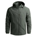 Chaqueta de hombre para exterior con capucha Cortavientos impermeable con cremallera y bolsillos Chaqueta ligera de senderismo para ocio Chaqueta deportiva para la naturaleza 7
