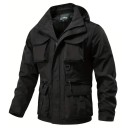 Chaqueta de hombre para exterior con cremallera y múltiples bolsillos Chaqueta cortavientos con mangas y capucha desmontables Chaqueta deportiva para la naturaleza 4