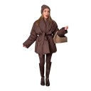 Chaqueta de invierno acolchada para mujer con cinturón y cuello chal, chaqueta tipo puffer cruzada con mangas anchas 8