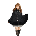 Chaqueta de invierno de mujer de felpa Talla universal Chaqueta cálida con capucha Cierre de botones Detalles decorativos Chaqueta de poliéster 4