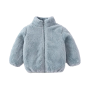 Chaqueta de invierno de peluche para niños Abrigo de poliéster cálido con cremallera y cuello alto Suave chaqueta de invierno 8