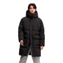 Chaqueta de invierno larga para hombre con capucha y cuello alto, parkas acolchadas con cremallera y solapa, y grandes bolsillos 9