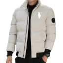 Chaqueta de invierno para hombre Diseño resistente al viento Cierre de cremallera Poliéster Bordado en el pecho Bolsillos prácticos Cálido y cómodo para el invierno Protección contra el frío 4
