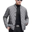 Chaqueta de invierno para hombre Gris chaqueta cortaviento con cremallera Poliéster resistente Bolsillos prácticos Diseño cálido de invierno 3