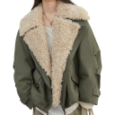 Chaqueta de invierno para mujer Chaqueta de algodón con cremallera y cuello de peluche Chaqueta cálida con bolsillos Abrigo elegante 13