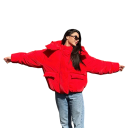 Chaqueta de invierno para mujer con capucha y cuello alto Chaqueta cálida de algodón y poliéster con cremallera y bolsillos Corte cómodo 8