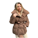 Chaqueta de invierno para mujer con cuello Chaqueta cálida con botones a presión, con bolsillos y cordón ajustable en la cintura 10