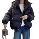 Chaqueta de invierno para mujer de algodón Chaqueta cálida con capucha Cuello alto de pie Cierre con cremallera y botones Prácticos 6