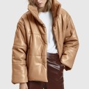 Chaqueta de invierno para mujer de piel sintética. 3