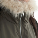 Chaqueta de invierno para mujer de poliéster Abrigo cálido con cuello de piel Cierre de cremallera Bolsillos prácticos Ropa de invierno cómoda y cálida para mujeres 2